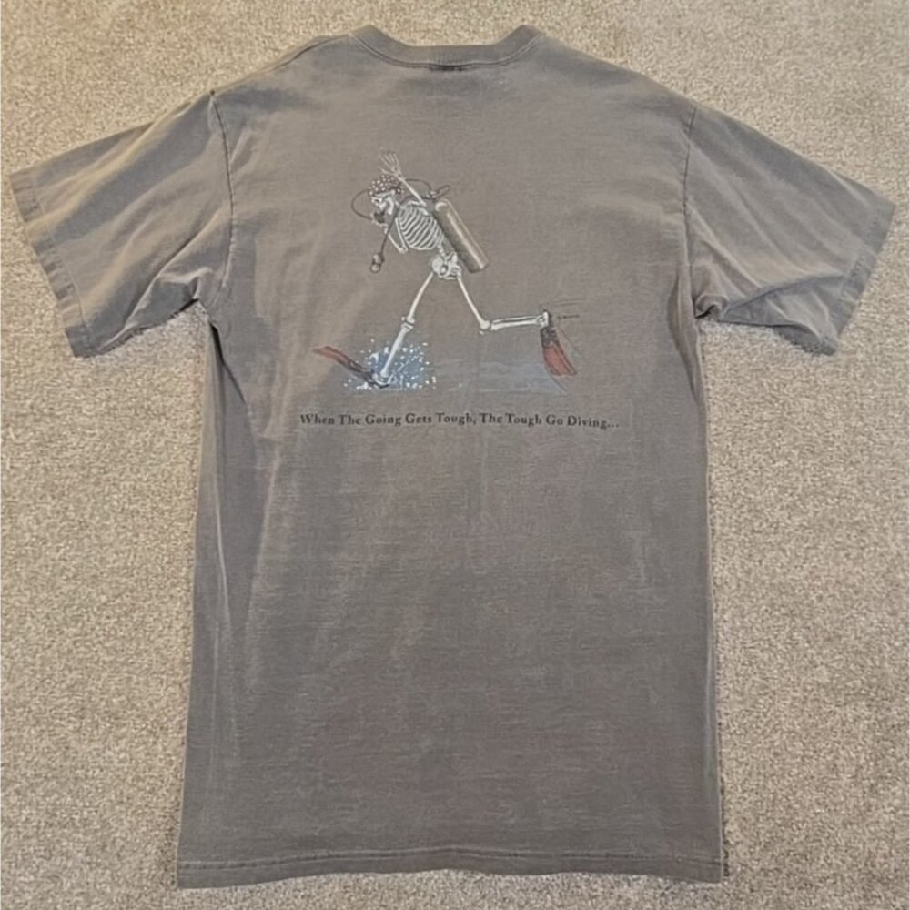 Sea Dog Tee Shirt Bonafide Scuba Diver Skeleton USA Made VTG Cotton Men's Medium